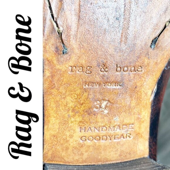 RAG & BONE Mercer II Suede Handmade Antiqued Leather Burgundy Booties, Size 37 - Picture 11 of 12